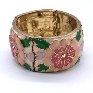 Stainless steel flower enamel stretch bracelet